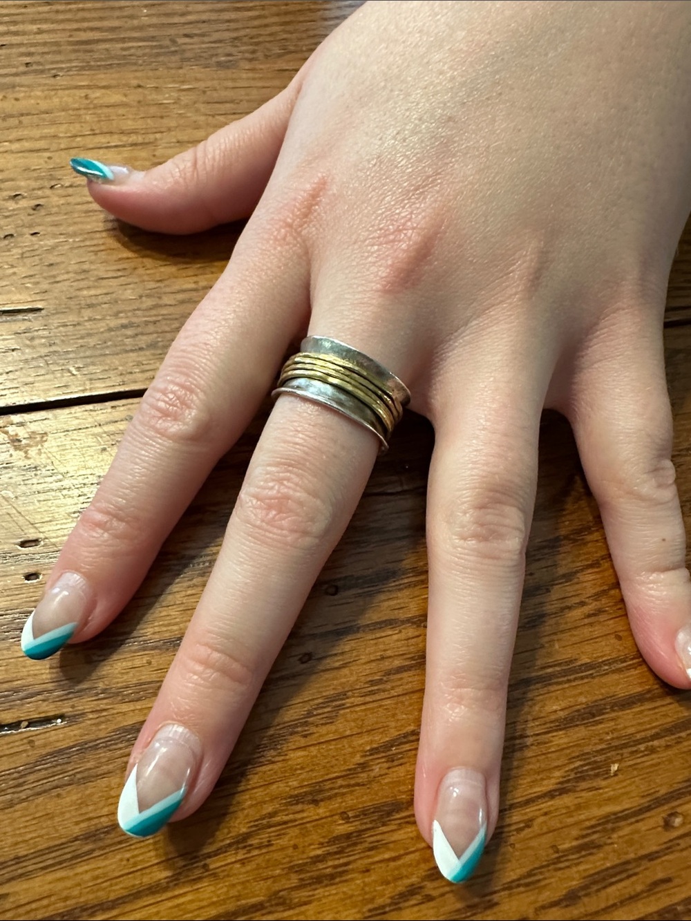 .925 Silpada Two-Tone Silver and Gold Spinner Ring - Women Jewelry